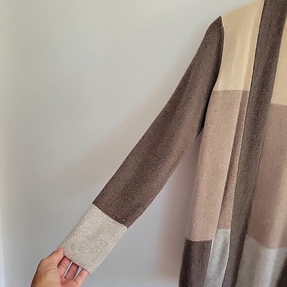 Charter Club Cashmere Luxury Open Front Knit Cardigan Colorblock Classic Preppy - Picture 4 of 11